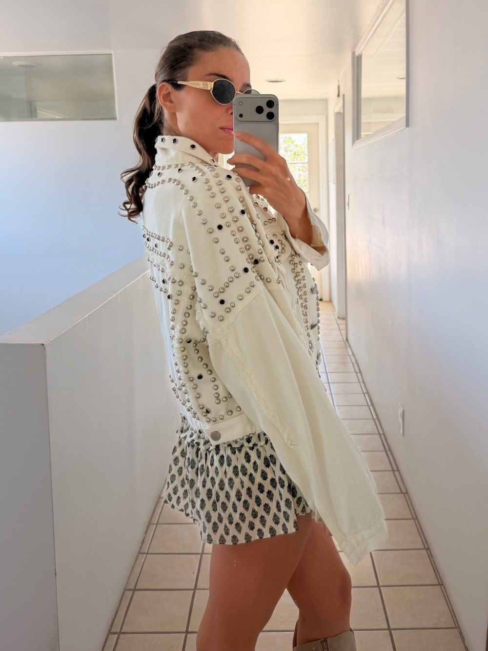 Unique Embellished White Studded Jacket